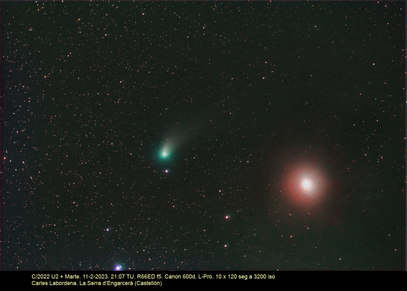 Cometa C/2022 E3 y Marte