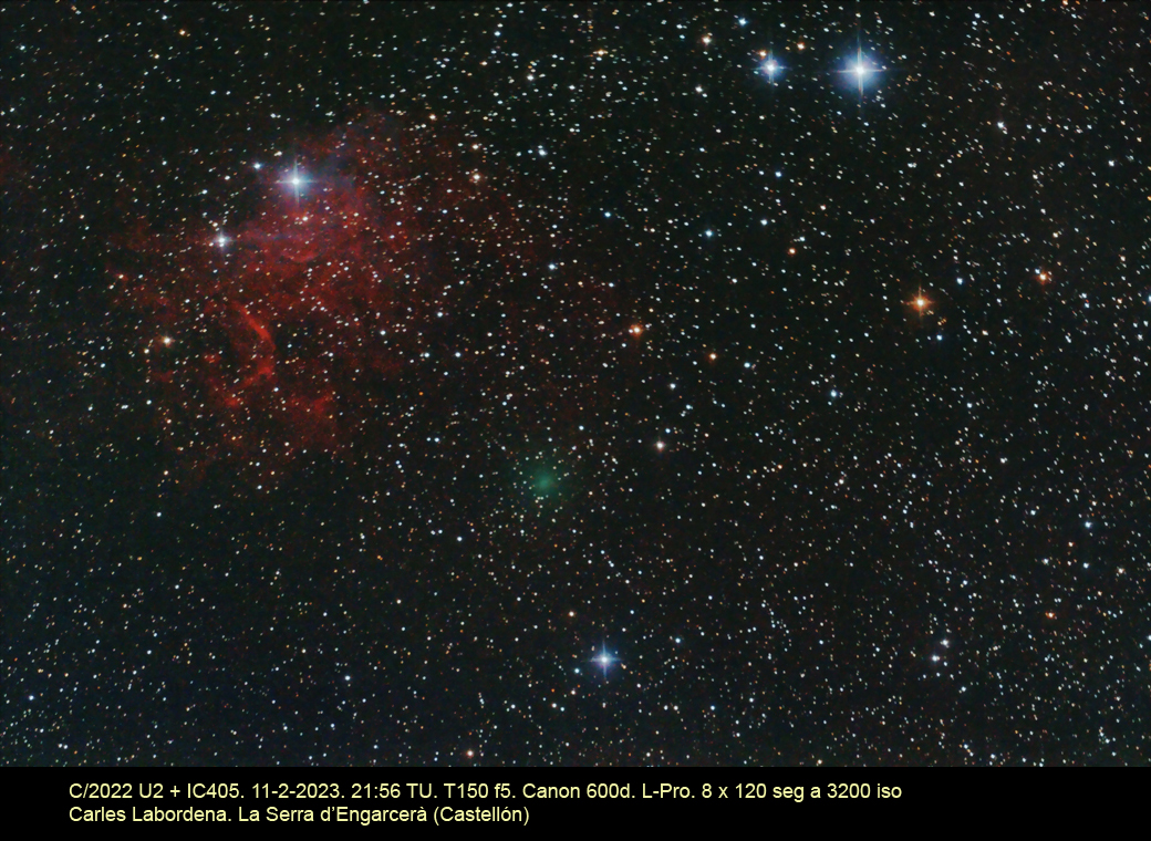 Cometa ATLAS y Nebulosa de la Estrella Llameante